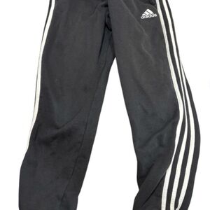 Adidas Kids Black Joggers with White Stripes